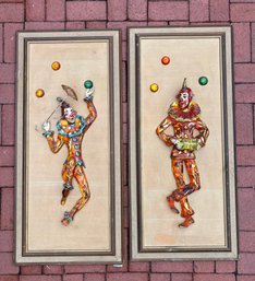 Clown Sculpture Art Frames Set Of 2