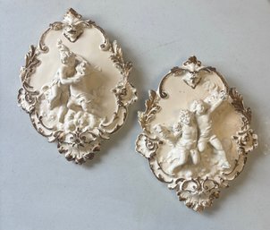 Vintage Alexander Backer Co Cherub Plaques