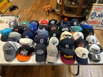 Huge Hat Lot NY Yankees Miami Dolphins Dragons Sports Baseball Football Caps