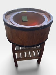 Rustic Wood Barrel Vanity Hammered Copper Sink 24x23 Stand
