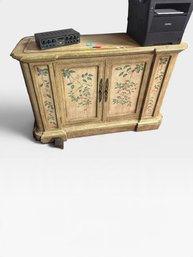 Painted Crackle-gold Sideboard With Hand-painted Florals And Birds, 59' L × 20' W × 40' H