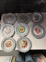 Lot Of 8 Dura-Cast Pewter Bicentennial Plates 1776 Declaration Great Seal Spirit Of 76