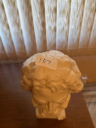 White Glazed Ceramic Male Bust Sculpture
