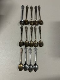 Vintage Rolex Bucherer Switzerland Souvenir Spoons Lot Of 14 Lucerne Silverplate