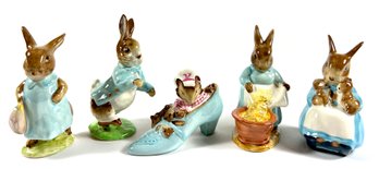 (5) 1950s Beatrix Potters Porcelain Bunny Figurines