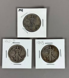 (3) Walking Liberty Silver Half Dollars - 1941, 1943-D, 1945