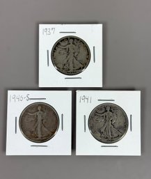 (3) Walking Liberty Silver Half Dollars - 1937, 1940-S, 1941