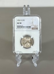 1952-D Silver Quarter - AU58