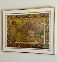 Framed Gold-Foiled World Map
