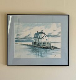 Framed Lighthouse Watercolor Print