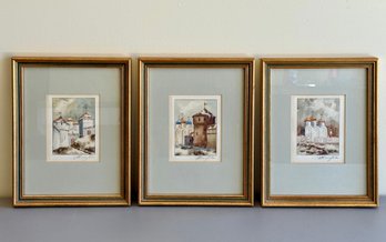 (3) Framed Watercolors - Signed
