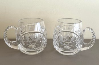 Pair Of Cut Crystal Golf Mugs