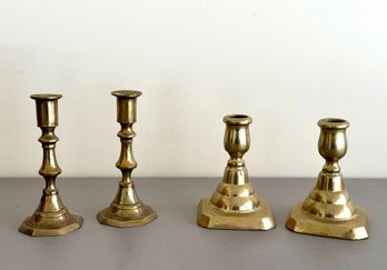 (2) Pairs Of 19th C. Solid Brass Candlesticks