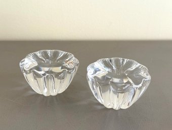 Petite Orrefors Crystal Taper Candlesticks