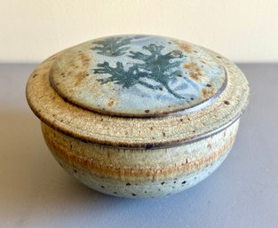 Signed Stoneware Pottery Lidded Bowl