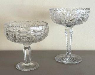 (2) Antique Cut Glass Compotes