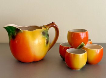 Vintage Mid-Century Japanese Porcelain Fruit Pitcher Set