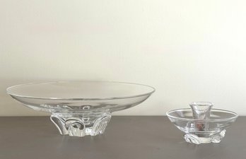 Steuben Centerpiece & Candlestick  - Signed