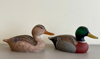 Pair Of Signed Stoney Point Duck Decoys