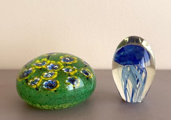Pair Of Murano Italy Paperweights
