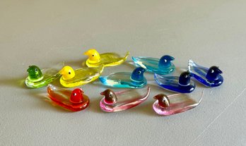 Grouping Of (10) Blown Glass Birds