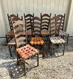 (8) Leather Strap Seat Ladderback Chairs