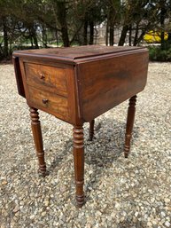 19th C. Walnut Drop-Leaf Work Table