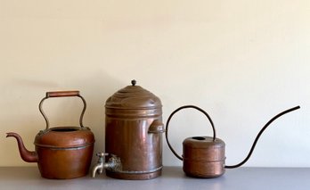 Antique Copper Teapot, Water Urn & Watering Can