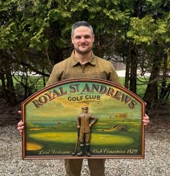 Hand-Painted Wooden St. Andrews Golf Club Sign