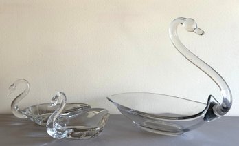 Group Of (3) Glass Swan Dishes