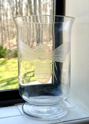 Etched Bee Hurricane Vase