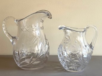 Pair Of Antique Cut Glass Pitchers