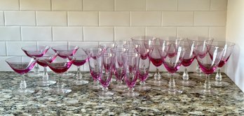 Mid-Century 'Wistaria Pink' Stemware (23)