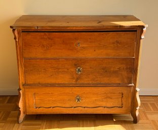 19th C. Pine French Country 3-Drawer Chest