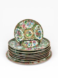 (9) 19th C. Chinese Export Rose Medallion Canton Plates