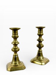 Pair Of 18th C. Brass Candlesticks