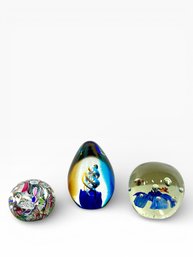 Grouping Of Vintage Art Glass Paperweights