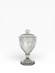 19th C. Etched Glass Candy Jar & Lid