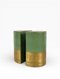 Mid-Century Leather Wrapped Bookends