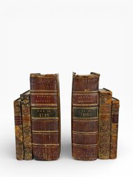 18th C. Repurposed Leather Bound Book Bookends