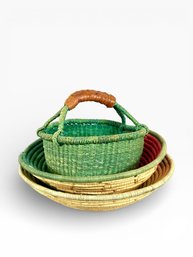 (3) Hand Woven African Baskets