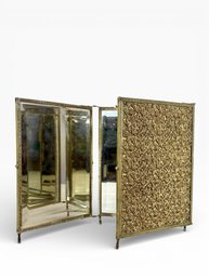 1920s Brass Vanity Top Tri-Fold Mirror