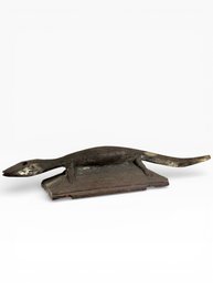 Folk Art Carved Lizard Sculpture - Heavy For Size