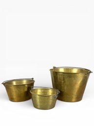 (3) 19th C. Brass Buckets
