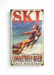 Metal 'Ski Connecticut River' Advertising Sign - Repro