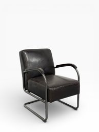 Art Deco Style Leather Cantilever Arm Chair