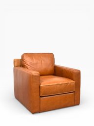 Genuine Leather Swivel Club Chair - Like New