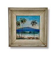 Small Framed Coastal Beach Painting
