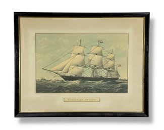 19th C. 'Ethiopian' Clipper Ship Lithograph