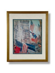 Childe Hassam Framed Print - Fifth Ave NYC 'Allies Day, May 1917'